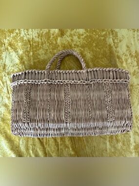 Woven Organic Basket Tote in Light Natural Straw Boho Summer Chic Vintage Style✨